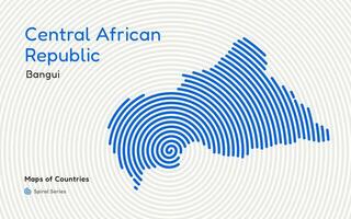 Abstract Map of the Central African Republic in a Circle Spiral Pattern with a Capital of Bangui. African Set. vector