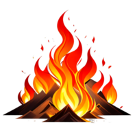 Feuer brennt mit Flammen und Funken auf ein transparent Hintergrund ai generativ png