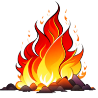 Feuer brennt mit Flammen und Funken auf ein transparent Hintergrund ai generativ png