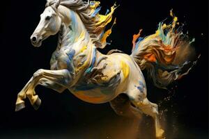 Abstract horse in nebulous color and textured motion, Generative AI illustration photo