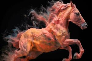 Abstract horse in nebulous color and textured motion, Generative AI illustration photo