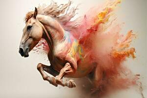 Abstract horse in nebulous color and textured motion, Generative AI illustration photo