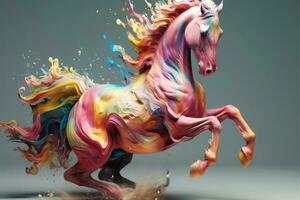 Abstract horse in nebulous color and textured motion, Generative AI illustration photo