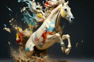 Abstract horse in nebulous color and textured motion, Generative AI illustration photo