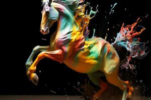 Abstract horse in nebulous color and textured motion, Generative AI illustration photo