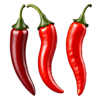 uppsättning av röd varm chili peppar på transparent bakgrund ai generativ png