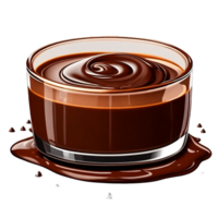 Liquid chocolate in a glass or bowl and flooded isolated on transparent background AI Generative png