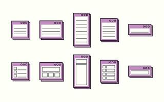 Collection of Notes with UI Window Concepts vector