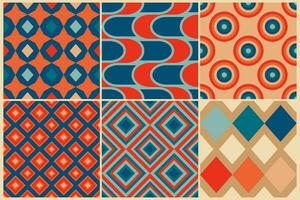 Mid century retro seamless patterns in the style of the 50s and 60s photo