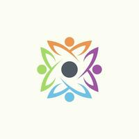 Logo design graphic concept creative abstract premium vector stock 4 human body silhouette like lotus on rectangular. Related to active community care