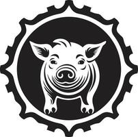 Abstract Pig Illustration Geometric Piggy Badge vector