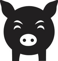 Shadowed Piggy Badge Artistic Pig Icon vector