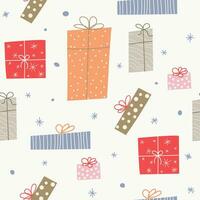 Seamless pattern of gift boxes vector