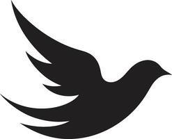 negro paloma vector logo con alas untado y estrellas un símbolo de ambición y logro negro paloma vector logo con alas untado y remolinos un creativo y elegante diseño
