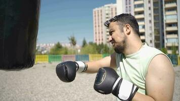 boxer homem pega emocional. video