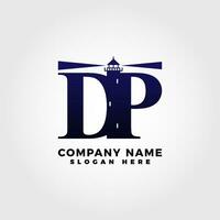 Lighthouse logo blended with initial letter DP vector