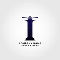 Lighthouse logo blended with initial letter I vector