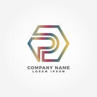 Hexagonal shape logo blended with initial letter P vector