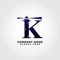 Lighthouse logo blended with initial letter K vector