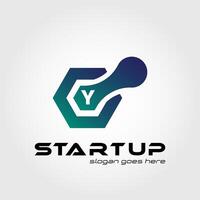 Start up logo blended with initial letter vector