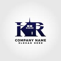 Lighthouse logo blended with initial letter KR vector