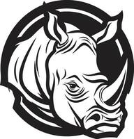 Sculpted Grace in Sound Black Rhino Emblem Monochromatic Majesty Rhino Symbol in the Wild vector