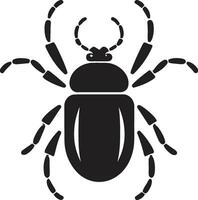 pulcro negro escarabajo insecto emblema minimalista error icono vector
