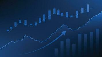 financiero negocio Estadísticas con bar grafico y candelero gráfico espectáculo valores mercado precio en oscuro azul antecedentes vector