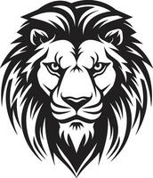 místico soberano negro león icono ensombrecido rugido león emblema en vector