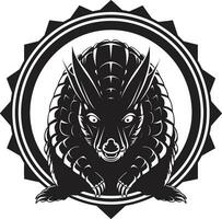 Intricate Noir Artistry Armadillo Design The Elegance of Black Armadillo Symbol vector