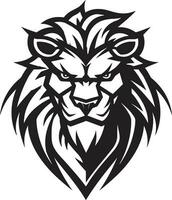 majestuoso monocromo león logo en negro vector bestia negro león heráldica