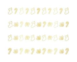 Christmas themed decorative border and text divider set, Christmas Stocking, Candy Cane and Mistletoe Pattern Doodle. Vector Illustration.