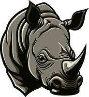 Majestic Wilderness in Shadows Rhino Icon in Noirs Beauty Natures Beauty in Black Rhino Emblems Detailed Design vector