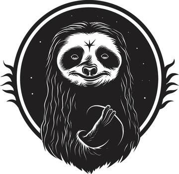 Serenity in Black Ebon Emblem of Zen Lazy Zen Symbol Tranquil Sloth Opulence vector