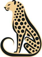 Artistic Cheetah Symbol Monochromatic Beauty Graceful Tail Vectorized Cheetah Crest vector