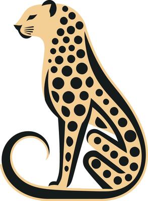 Artistic Cheetah Symbol Monochromatic Beauty Graceful Tail Vectorized Cheetah Crest