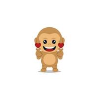 Cute monkey giving love cartoon vector
