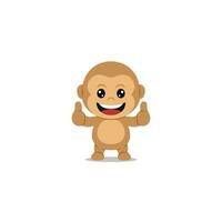 Cute monkey giving thumb up cartoon vector