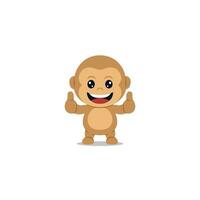 Cute monkey giving thumb up cartoon vector