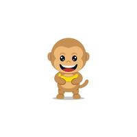 Cute monkey holding banana cartoon vector