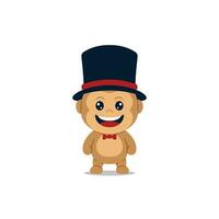 Cute monkey wearing a magician hat vector