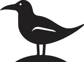 Aerial Elegance Unleashed Black Emblem in Seagull Shadowed Soarer Seagull Symbol in Vector