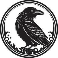 negro cuervo monograma de honor prima cuervo silueta logo vector