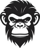 Chimpanzee Wisdom A Work of Art in Black Charming Wildlife Icon Black Chimpanzee Emblem vector