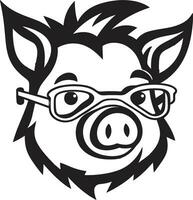 Chic Pig in Moonlight Stylish Pig Mark vector