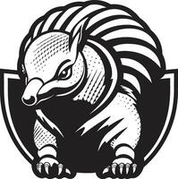 Elegant Armor Noir Armadillo Emblem Armadillo Icon in the Dark Graceful and Strong vector