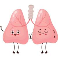 Lungs. cartoon character organ vector