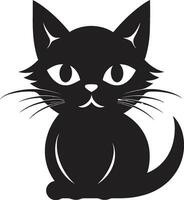 Whiskered Monochrome Badge Graceful Cat Impression vector