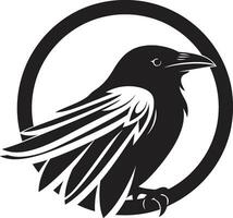 Intricate Black Bird Crest Minimalistic Raven Mark of Excellence vector