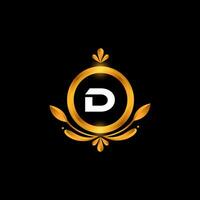 Vector D letter logo initial golden colorful D logo design